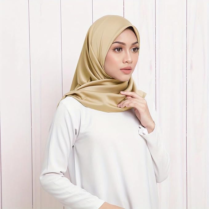 vimate 35" Square Silk Like Head Scarf - Women's Fashion Satin Scarf Bandana for Hair Wrapping at Night.