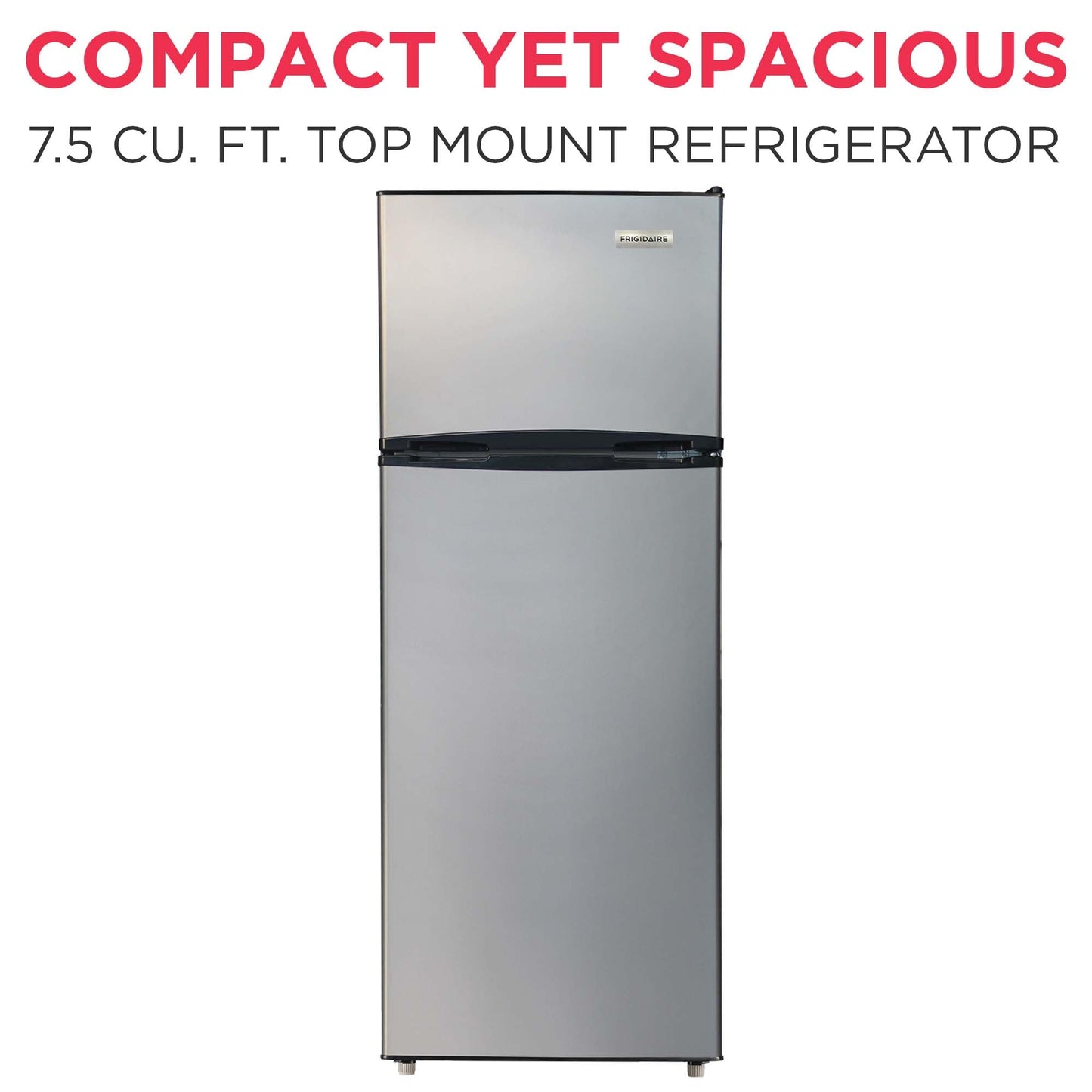Frigidaire 2 Door Apartment Size Refrigerator with Freezer, 7.5 cu ft, Retro, Silver, Platinum