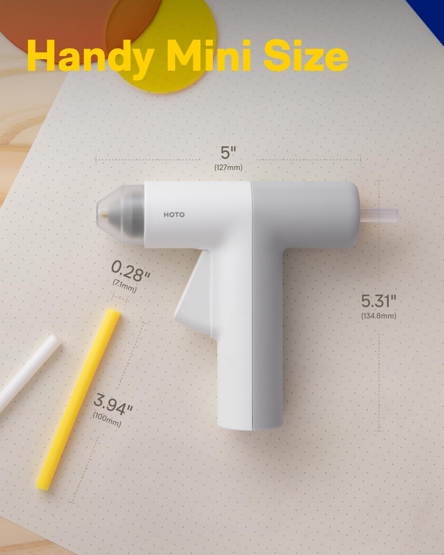 HOTO Cordless Hot Glue Gun, Minimalist Style, 30s Heating Fast, Smart Power-off, Compact Size, Intelligent Temperature Control, USB-C Rechargeable,10 Mini Sticks for Crafts, DIY Arts, Home Repairs