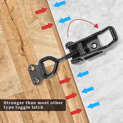 2 PCS Black Toggle Latch Clamp 300lbs Heavy Duty Adjustable Pull Latch - Quick Release Smoker Door Metal Clamps for Box, Gate, Cabinet, Case