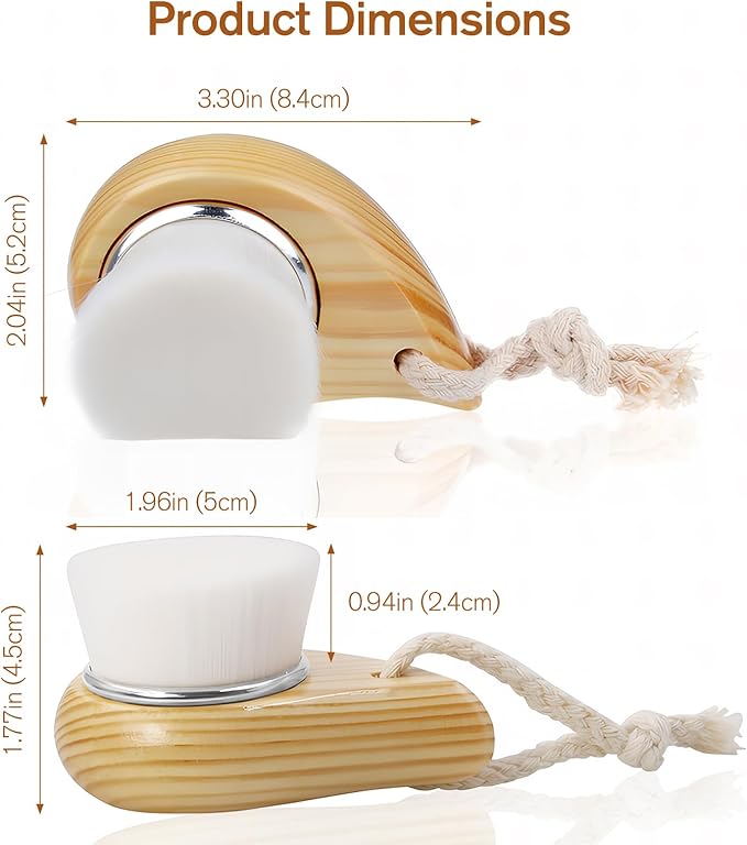 Soft Bristle Facial Cleansing Brush for Deep Pore Cleaning, Travel-Friendly Face Beauty Brush with Ergonomic Handle, Brown