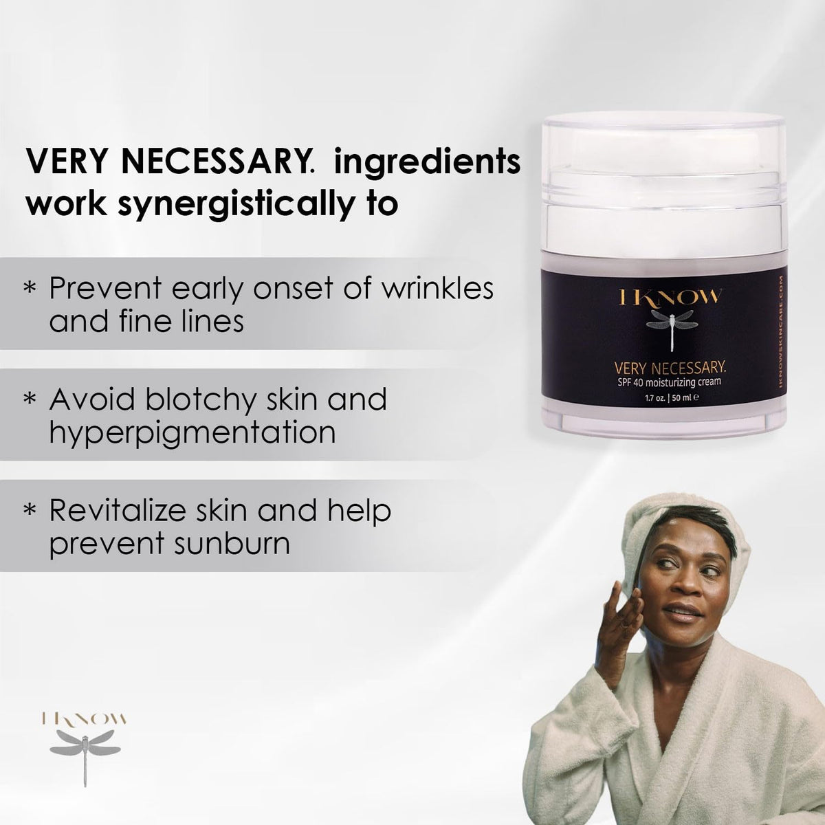 IKNOW VERY NECESSARY Broad Spectrum SPF 40 Skincare, Sun Protection Cream for UV Protection, Broad Spectrum SPF 40 Moisturizer Lotion for Pro-Aging, Spf 40 Facial Moisturizer and Sunblock