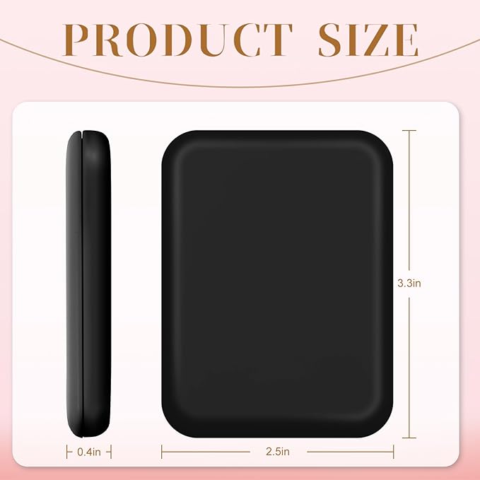 Compact Mirror, 1X/3X Magnification LED Pocket Mirror with Nternal BIattery, Mini Mirror for Purse, Pocket,Travel and Present (Black)