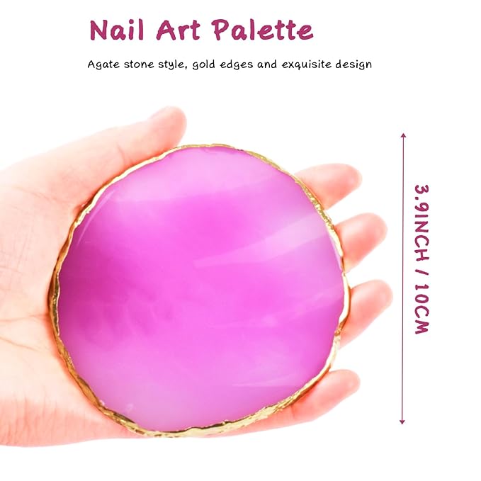 2 Pcs Resin Nail Art Palettes,Nail Polish Palette,Golden Edge Gel Nail Mixing Palette Nail Tray,Makeup Display Board,Nail Design Tools(Purple and Blue)