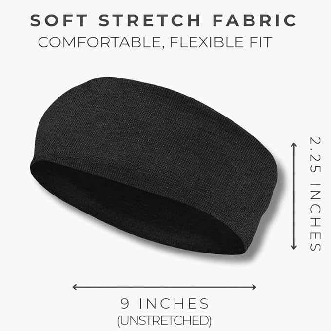 Styla Hair Headbands for Women Stretch Fashion Head Bands 10 Pack Non-Slip Head Wraps Great for Spa, Sports, Yoga, Pilates, Running, Gym Headband, Workouts (Black)