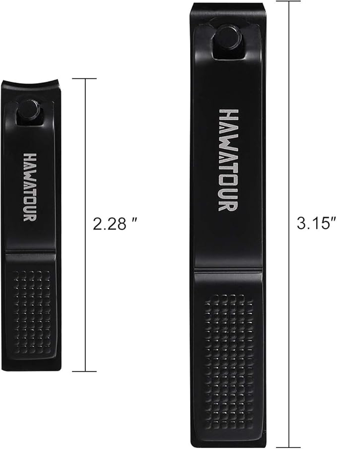 HAWATOUR Nail Clippers Set, Ultra Sharp Sturdy Fingernail and Toenail Clipper Cutters with Visibly Tin Case, Black