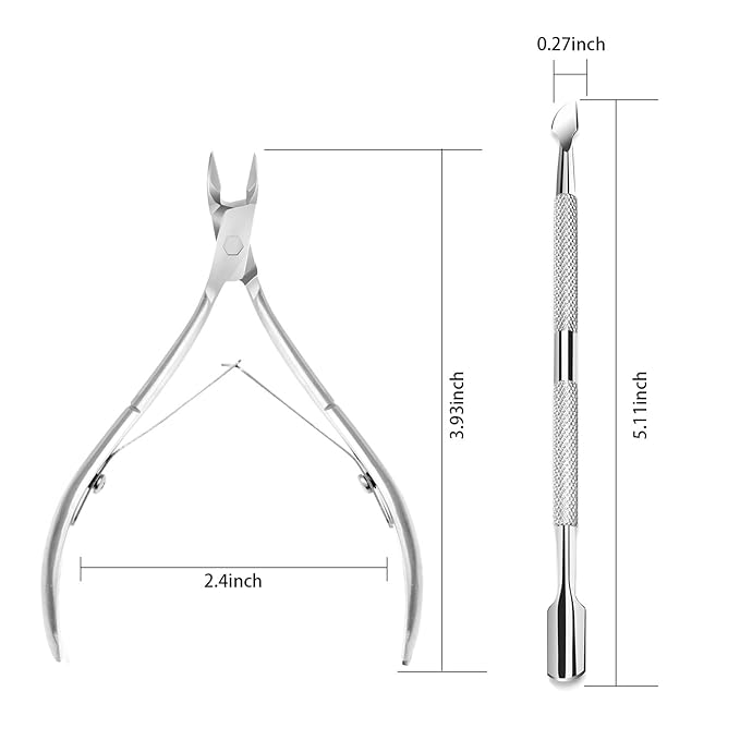 Ejiubas Cuticle Pusher Cuticle Nipper Stainless Steel Cuticle Trimmer Cuticle Remover Tool Set for Fingernails and Toenails Pedicure Manicure Tools Silver Christmas
