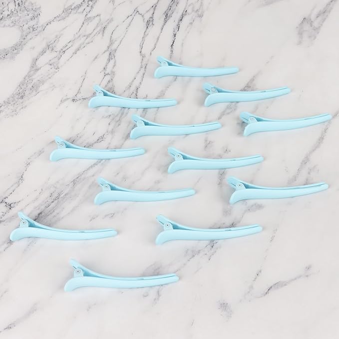 12 Pcs Light Blue Hair Clips for Styling Sectioning, YISSION 3.1 Inch Matte Alligator Hair Clips Hair Barrettes No Crease Duck Billed Hair Clip, Hair Styling Accessories for Women Girls