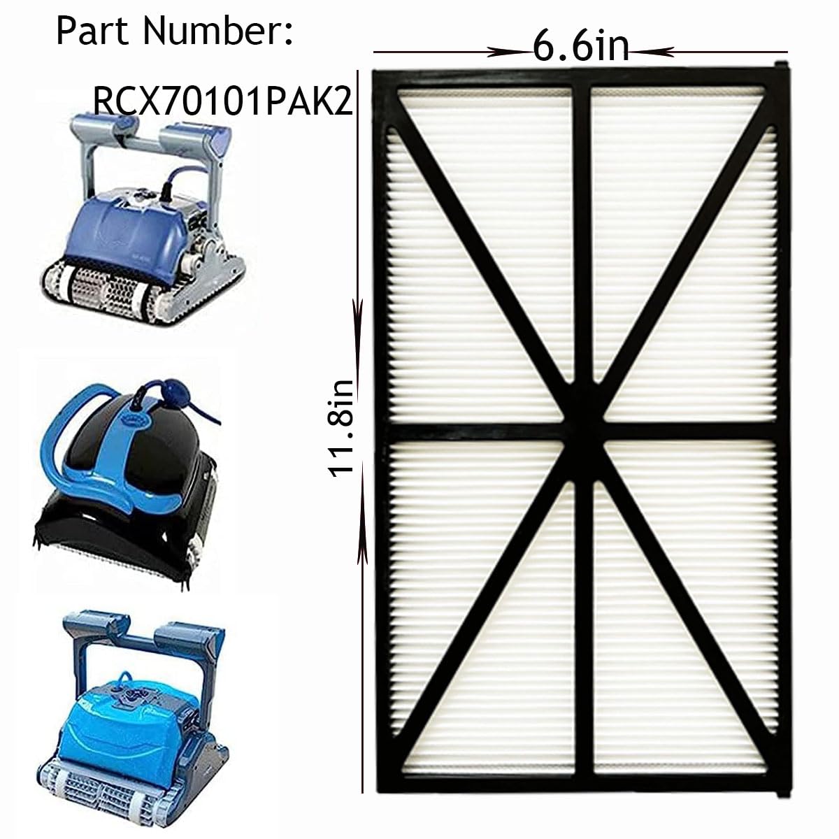 4 Pack for Hayward Sharkvac Filters RCX70101PAK2 Replacement Pool Filter Cartridges Compatible with Hayward Robotic in-ground Pool Cleaners AquaVac, TigerShark and SharkVac
