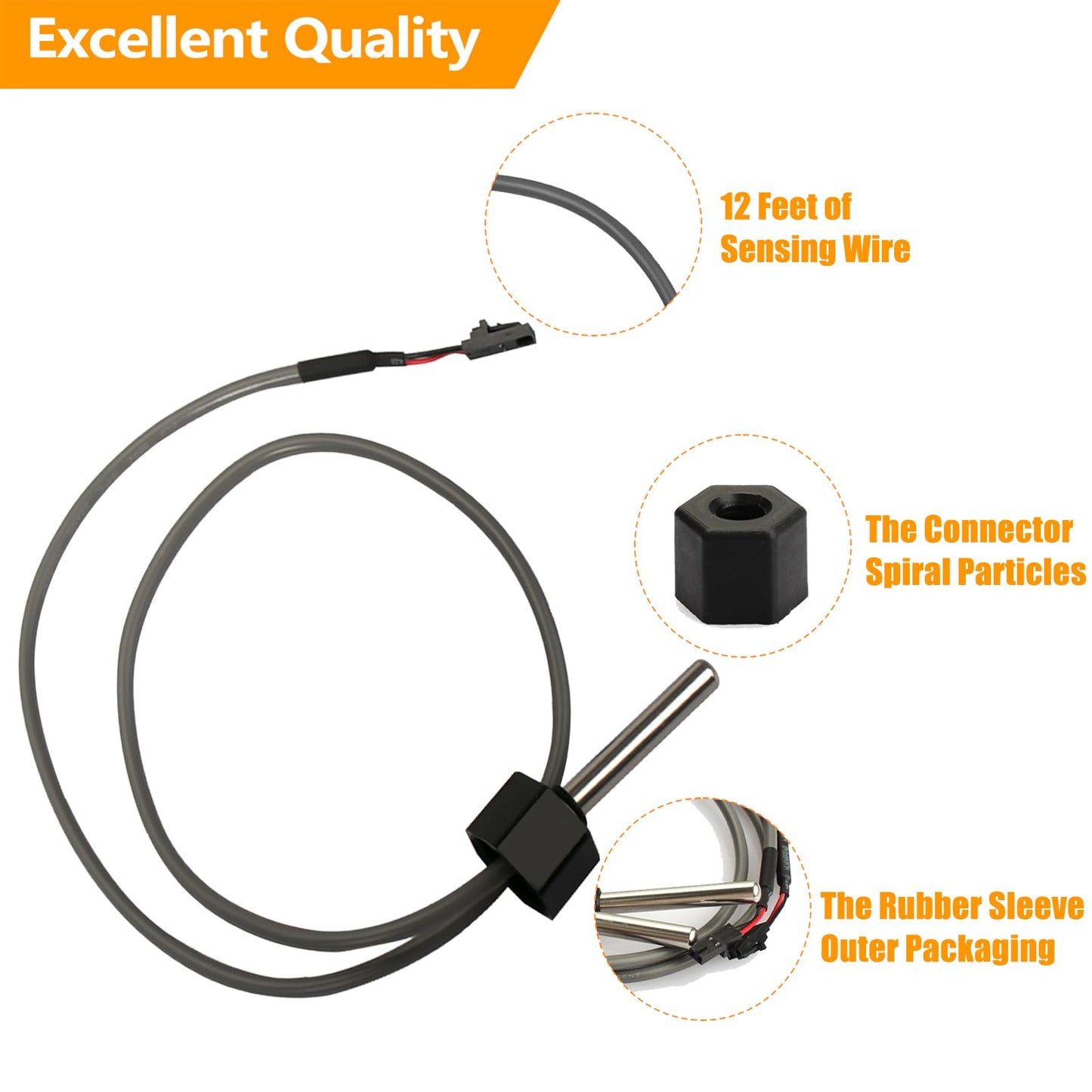 Tobaiwind Hot Tub Sensor-Compatible with Balboa Spa Heater M7 System 30344 30042 30382, 24" Temp/Hi-Limit, 1/4" Dia Dual Purpose Sensor Hot Tub Heater (2-Pack)