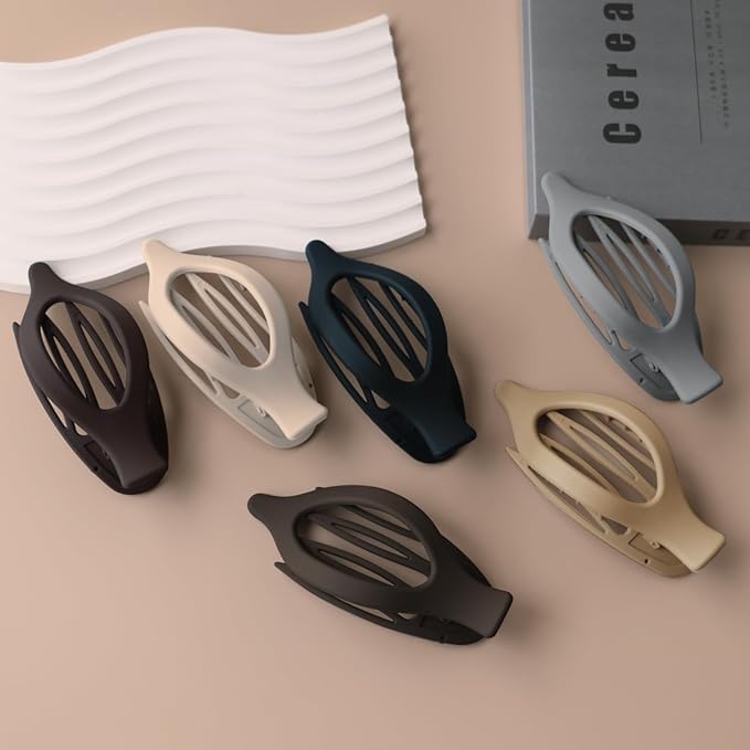 6 Pack Flat Hair Claw Clips for Women Duck Billed French Lay Down Hair Barrettes Accessories 100% Polycarbonate Matte Neutral Color