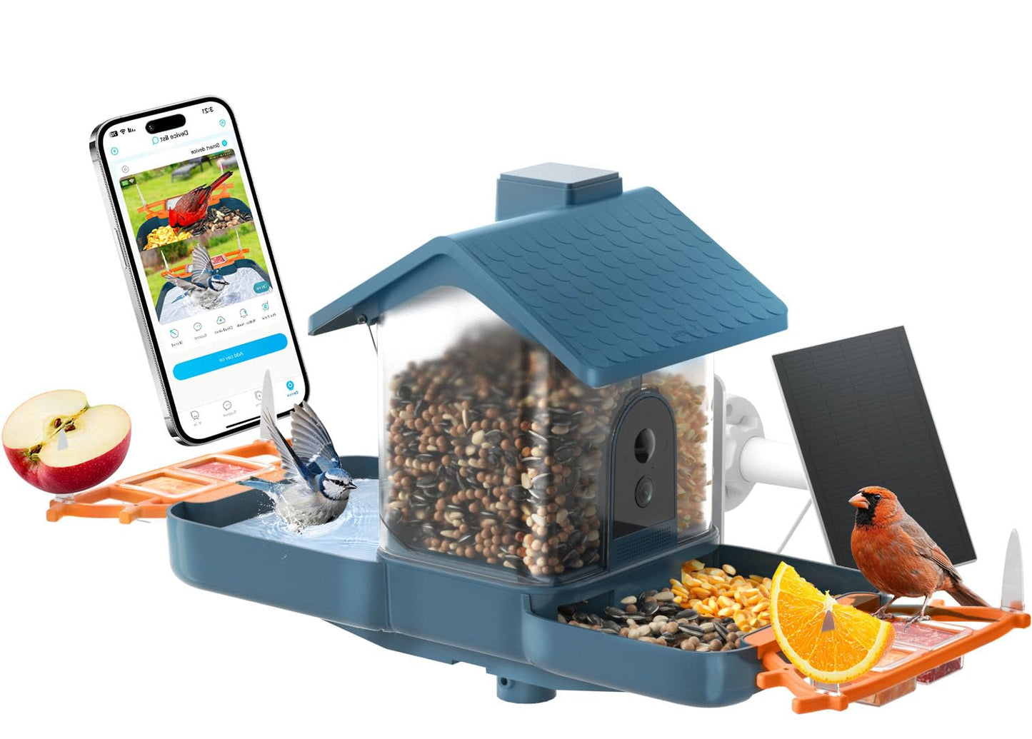 Bird Feeder with Camera and Bird Bath for Outdoors, Dual-Lens 2K HD Video with AI Identification, Solar Powered, Instant Alerts, IP66 Weatherproof