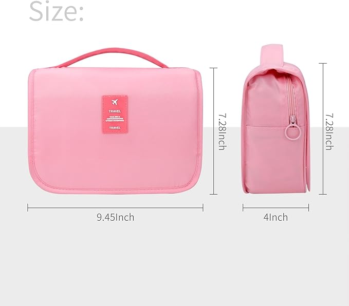 Large Capacity Toiletry Bag Travel Bag with Hanging Hook for Men and Women Waterproof Travel Cosmetic Bag Bathroom Storage Bag for Brushes Set, Full-Sized Shampoo,Accessories(Pink Stripe)