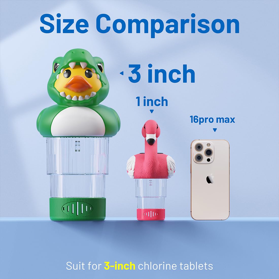 Solar Pool Chlorine Floater Pool Light Green Dino ChIorine Tablet Floater 3 Inch Floating ChIorine Dispenser for Summer Party Decorations Hot Tub SPA(Chlorine Tablets Not Included) GR03