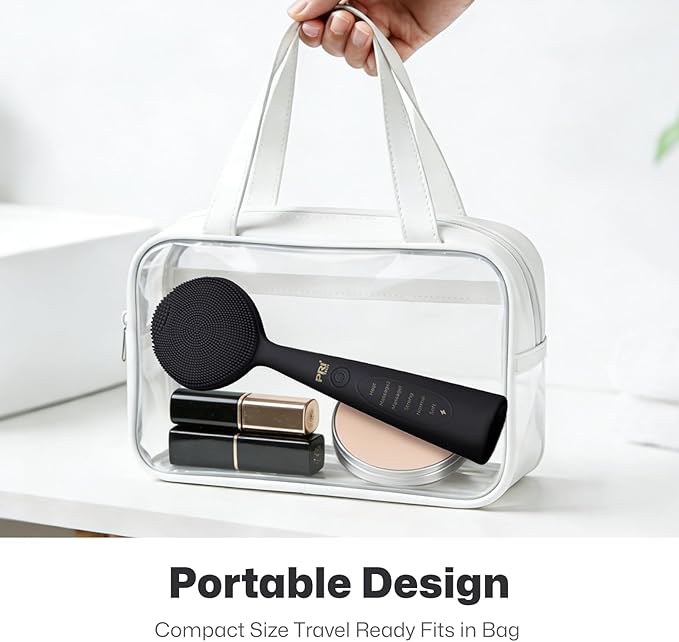 PRITECH Facial Cleansing Brush with 42ð ConstantâÂÂTemperature Heating â Rechargeable Silicone Face Scrubber for Deep Pore Cleaning, Waterproof Vibrating Exfoliator for Women & Men (Black)