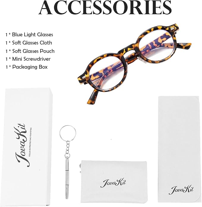JOVAKIT Trendy Round Blue Light Blocking Glasses for Women Men Retro Vintage Circle Style Non-prescription Computer Glasses