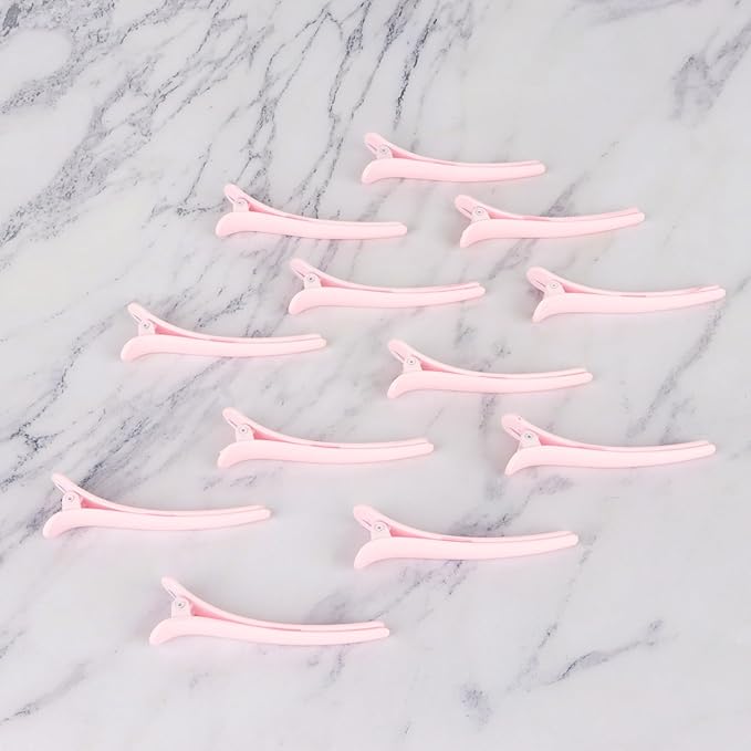 12 Pcs Light Pink Hair Clips for Styling Sectioning, YISSION 3.1 Inch Matte Alligator Hair Clips Hair Barrettes No Crease Duck Billed Hair Clip, Hair Styling Accessories for Women Girls