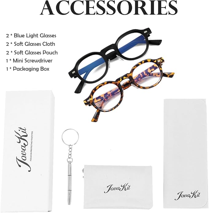 JOVAKIT Trendy Round Blue Light Blocking Glasses for Women Men Retro Vintage Circle Style Non-prescription Computer Glasses