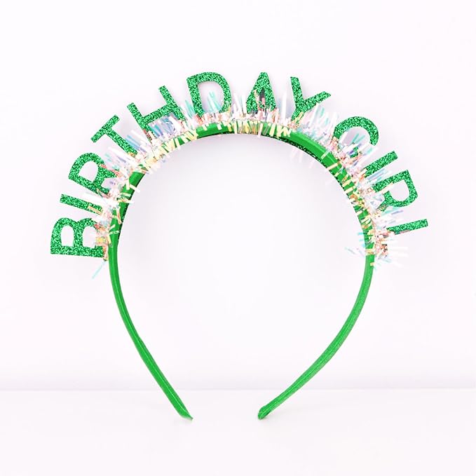 CIEHER Green Birthday Girl Headband Birthday Crown for Women Girls