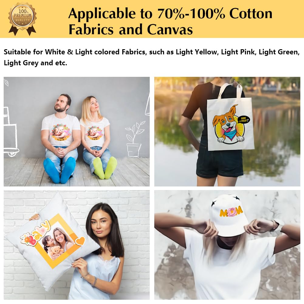 TransOurDream Iron on Heat Transfer Paper for Light T Shirts (10 Sheets, 11x17", Light 2.0) Printable HTV Heat Transfer Vinyl for Inkjet Printers Iron on Transfers for White Cotton Fabrics