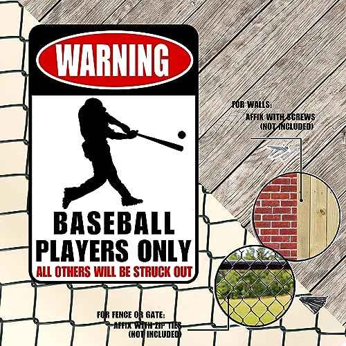 Baseball Decor Tin Sign Boys Room Poster, Metal Sports Sign, Wall Art Decor 12x8 Inches