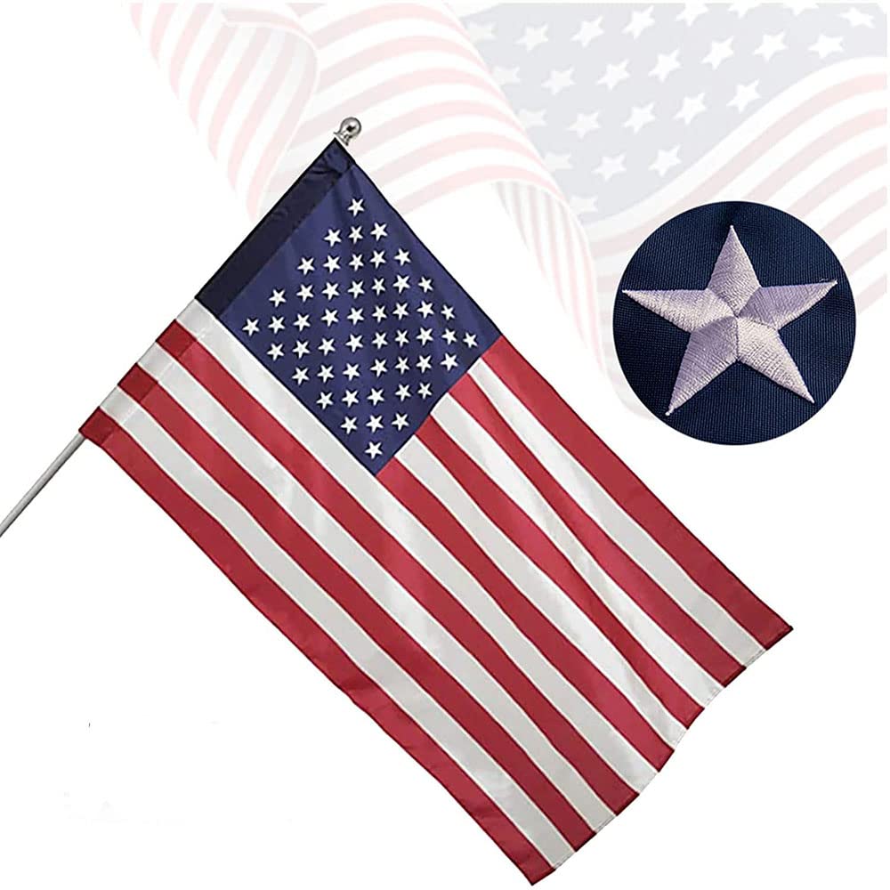 Freefy 3x5 Ft American Flag Pole Sleeve Banner Style-Embroidered Stars,Sewn Stripes,UV Protected,Heavy Duty Durable Nylon USA US Outdoor Indoor Flags (Pole NOT Included)
