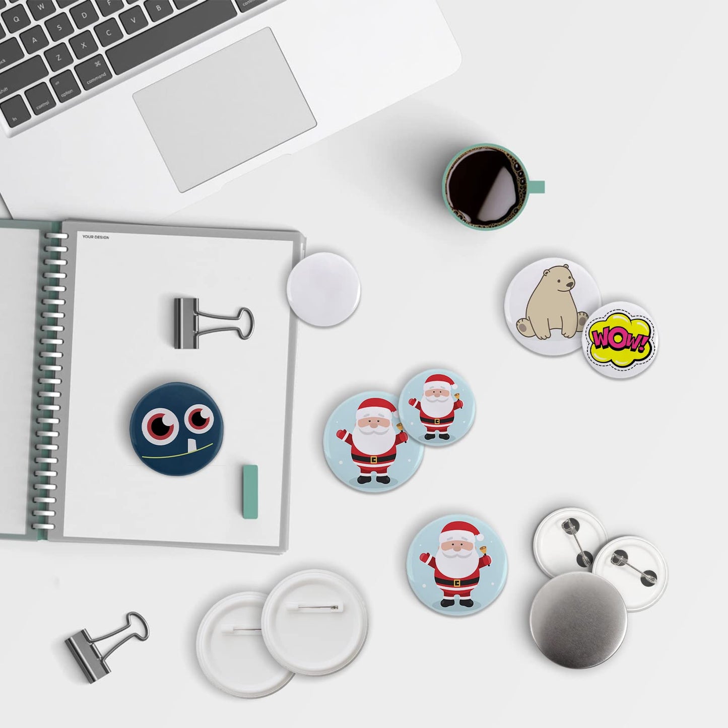Mostme 200 Sets 58mm/2.25 inch Button Supplies Button Parts for Buttons Maker Machine 58mm, Round Badge Blank Buttons Pins, Includes Plastic Pin Back Cover, Metal Cover, Clear Film&Blank Paper