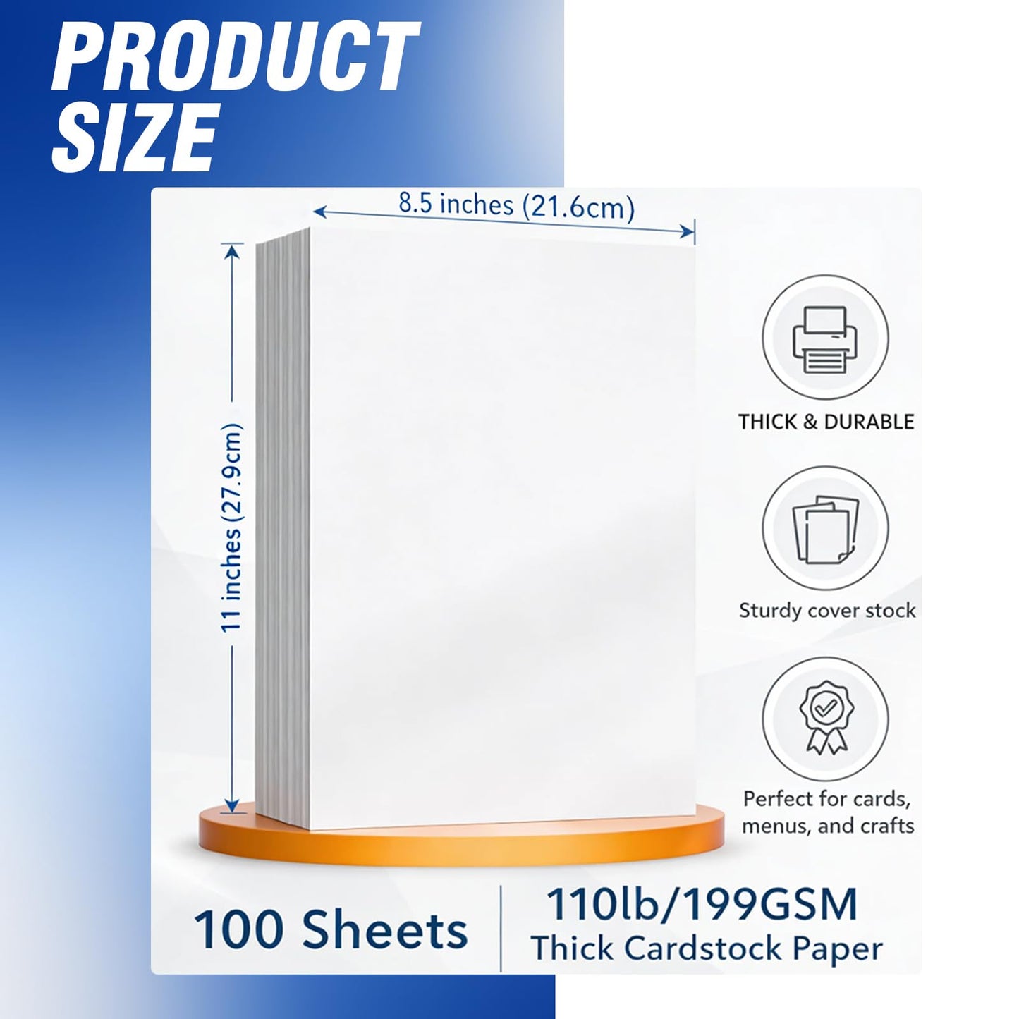 Veritas White Cardstock 8.5 x 11”, 110LB/199GSM Heavyweight Card Stock, 100 Sheets, Thick Cardstock Printer Paper for Copy, Printing, Art Projects, Invitations, Made In USA