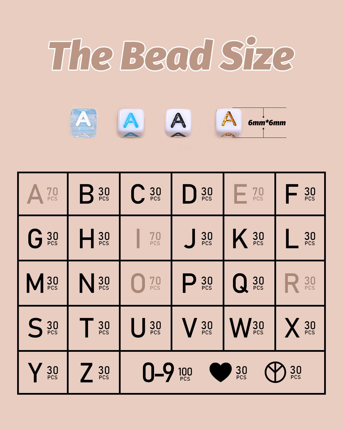 DoDoBeads Gold Letter Beads for Bracelets - 1270Pcs Square Acrylic A-Z with Extra Vowels, Numbers and Spacers - Ideal for Necklaces and Friendship Kits