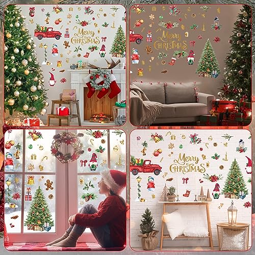 Cholemy 4 Sheets Christmas Wall Decal Stickers Decorations - Removable Indoor Home Decor for Room, Nursery, School, Restaurant, Cafe, Door, Window, Party (Tree)