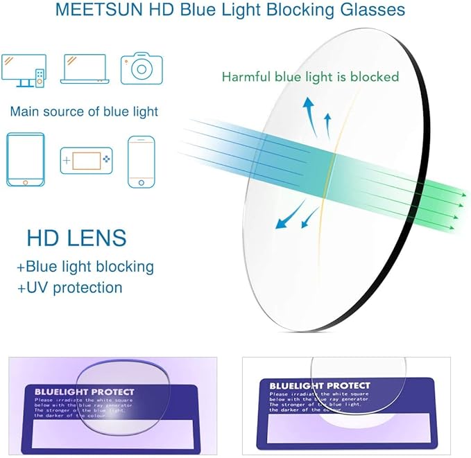 MEETSUN 3-Pack Blue Light Blocking Glasses, Anti Eye Strain Headache (Sleep Better), Computer Glasses UV400 Lens (Brown Gradient + Leopard + Tortoiseshell)