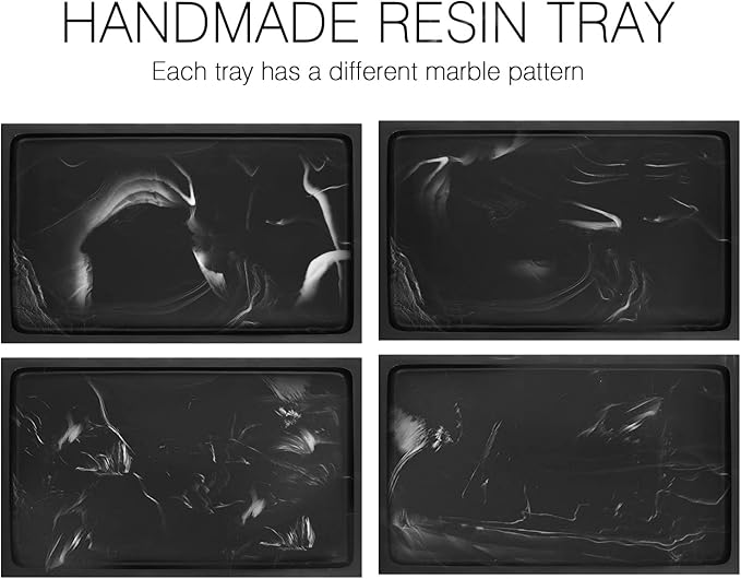 Luxspire Bathroom Vanity Tray, Resin Dresser Jewelry Ring Dish Tank Storage Kitchen Sink Countertop Organizer Plate Holder for Perfume Candles Soap Towel Plant Bathroom Accessories, M, Matte Ink Black
