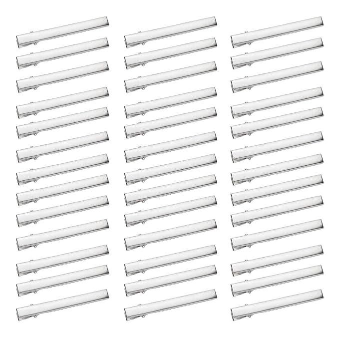 60 Pcs Alligator Curl Clips, Bantoye 3 Inch Flat Single Prong Clips Hair Accessories for Hair Styling, Coloring, Silver