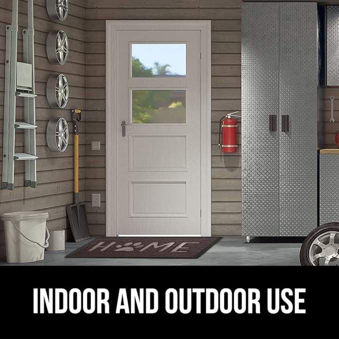 GORILLA GRIP 100% Waterproof All-Season WeatherMAX Doormat 35x23, US Designed Natural Rubber, Stain and Fade Resistant, Low Profile Indoor Outdoor Door Mats, Easy Clean Patio Mat, Espresso Home Paw
