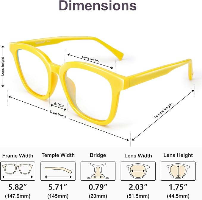 VISOONE Square Blue Light Blocking Glasses TR90 Anti Glare Computer Gaming for Women Men NOE