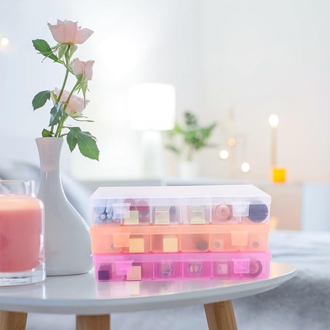 Nail Organizer Storage Box 36 Grids, Rhinestone Container Clear, Acrylic Press Fake Nail Tip Craft Art Accessories Plastic Empty Case, Display Holder for Jewelry Diamond Charms Gem Bead Polish