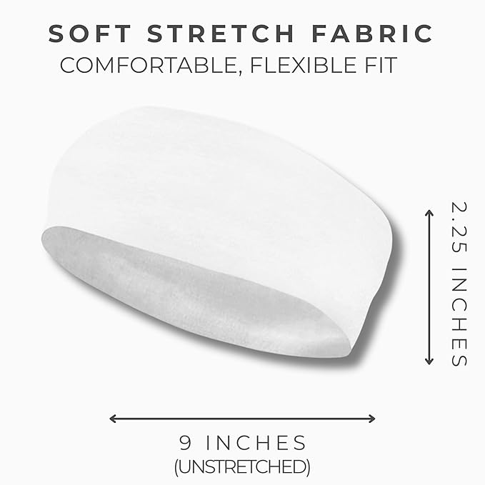 Styla Hair Headbands for Women Stretch Fashion Head Bands 10 Pack Non-Slip Head Wraps Great for Spa, Sports, Yoga, Pilates, Running, Gym Headband, Workouts (White)