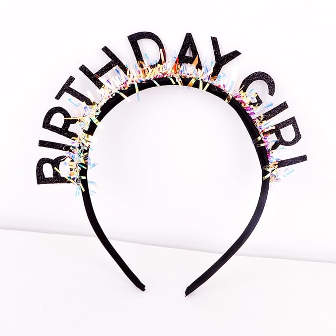 CIEHER Black Birthday Girl Headband Birthday Crown for Women Girls