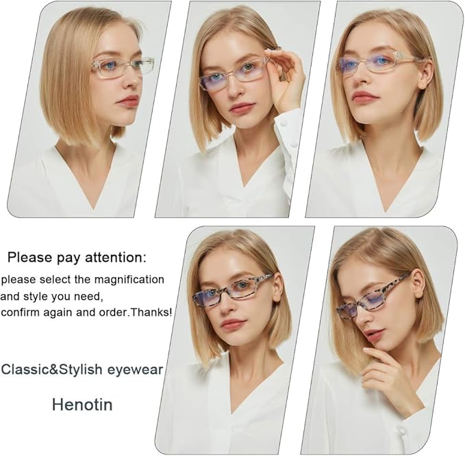 Henotin 5-Pack Reading Glasses Blue Light Blocking Anti Eyestrain Computer Reading Glasses for Women and Men Readers (5 Pack Mix Color, 3.00)