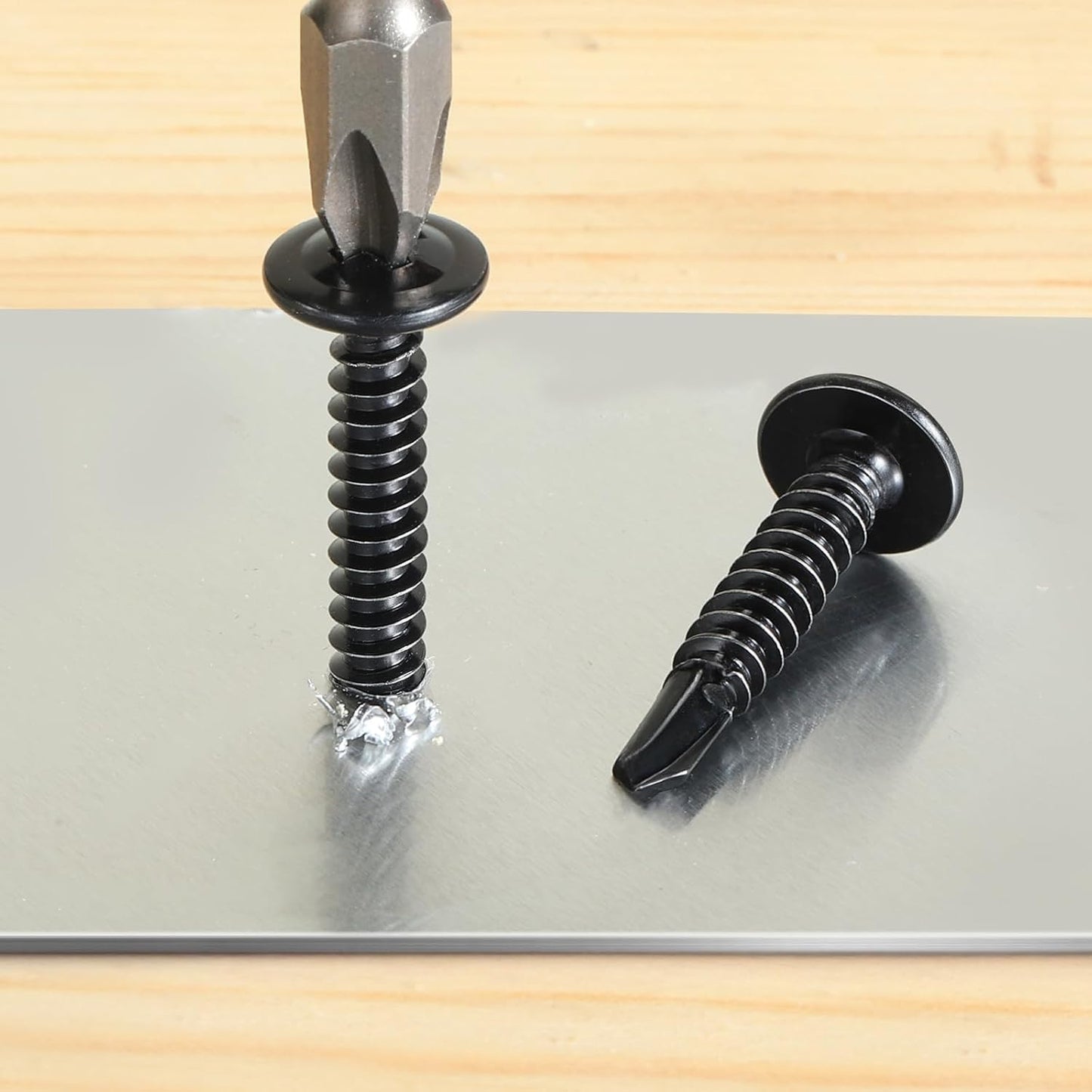 SVLING Self Tapping Screws Assortment Kit 465PCS, Modified Truss Head Sheet Metal Screws #8#10 1/2",5/8",3/4",1",1-1/4",1-1/2" Stainless Steel 410 Self Drilling Screw for Metal Wood Plastic