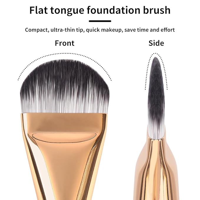 MAANGE 5 PCS Foundation Makeup Brush Set Double-ended Kabuki Mask Contour Brush for Liquid Powder Concealer Cream Cosmetics Blending Makeup Brushes (Gold)