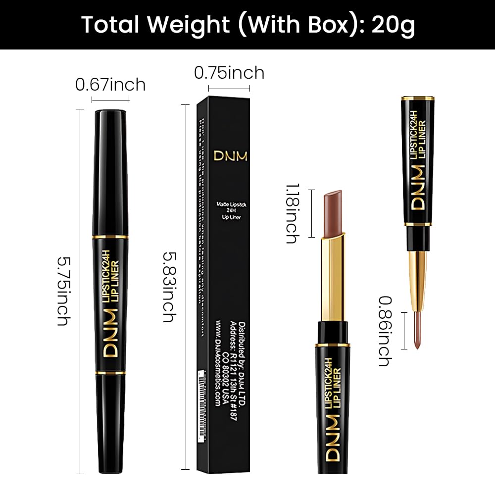 evpct 1Pcs Brown Matte Lip Liner and Lipstick Combo Set Kit for Women, Magic Neutral Lipsticks 24 Hours Original Lipstick and Lips Liner Pencil Stain Gloss Plumper Makeup Long Lasting Waterproof 38