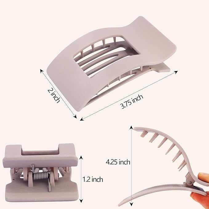 Velscrun Flat Hair Clips for Women Girls, Matte Lay Flat Claw Clips, Strong Hold Large Side Hair Clip All Hair Types, French Duck Billed Non Slip Grip Daily Styling Matte Nature Hair Jaw Claw Clip