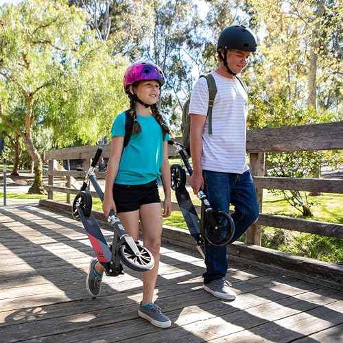 Mongoose Trace Kick Scooter for Youth Adult Boys and Girls, Quick-Release, Lightweight & Easy Folding Scooter, Bike Style Grips, Supports 176 lb Up to 220 lbs