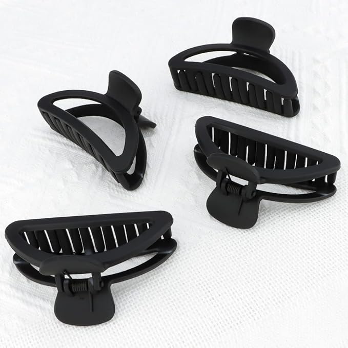 Canitor Hair Clips Set - 4Pcs Black Acrylic Semicircle Claw Clips for Thick & Thin Hair, Women's Hair Accessories