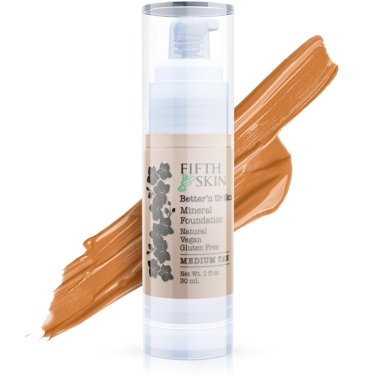 Fifth & Skin: Betterân Ur Skin Liquid Foundation (MEDIUM TAN) - Natural, Organic, Vegan, Cruelty-Free - Gluten-Free Beauty with Buildable Coverage and Palm-Free Luxury - 1 oz