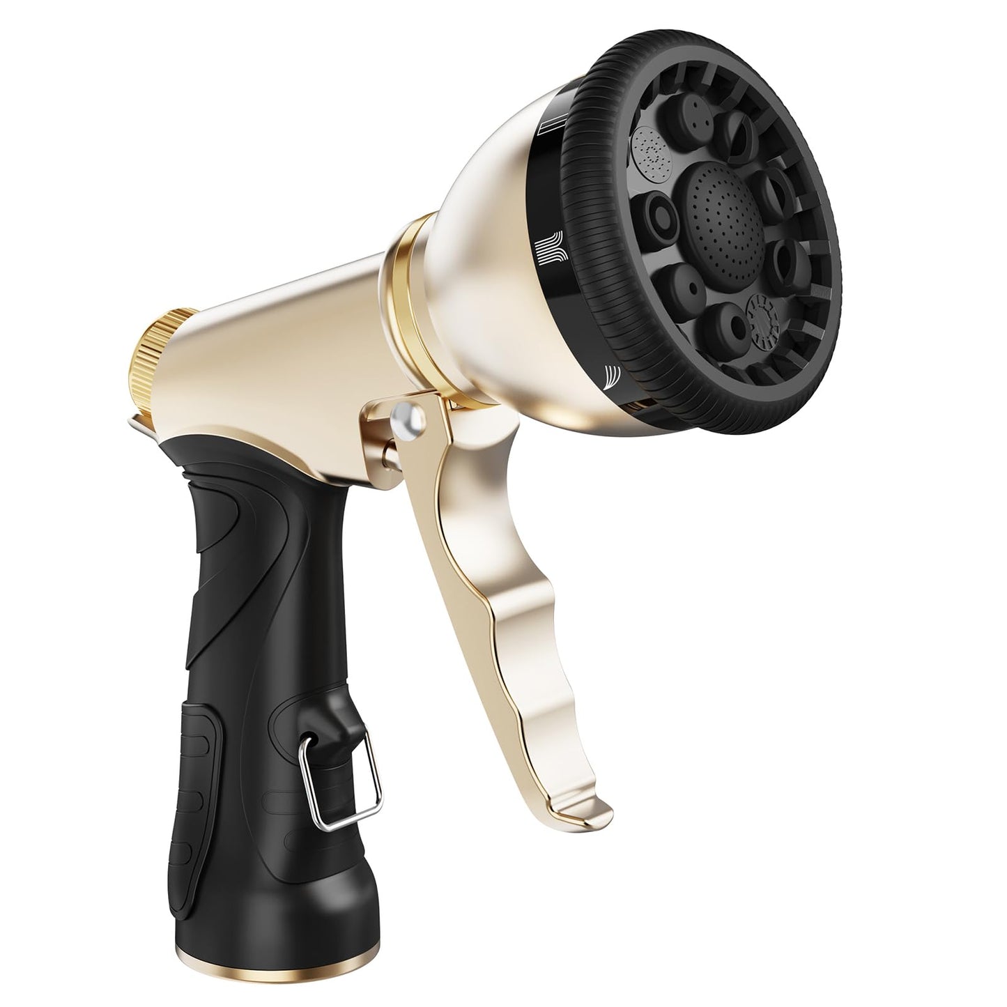 RAINPOINT Garden Hose Nozzle, Metal Hose Sprayer Nozzle With 9 Adjustable Spray Patterns, Heavy Duty Hose Sprayer for Watering Plants, Lawns, Car Wash, Pet Washing(Black)