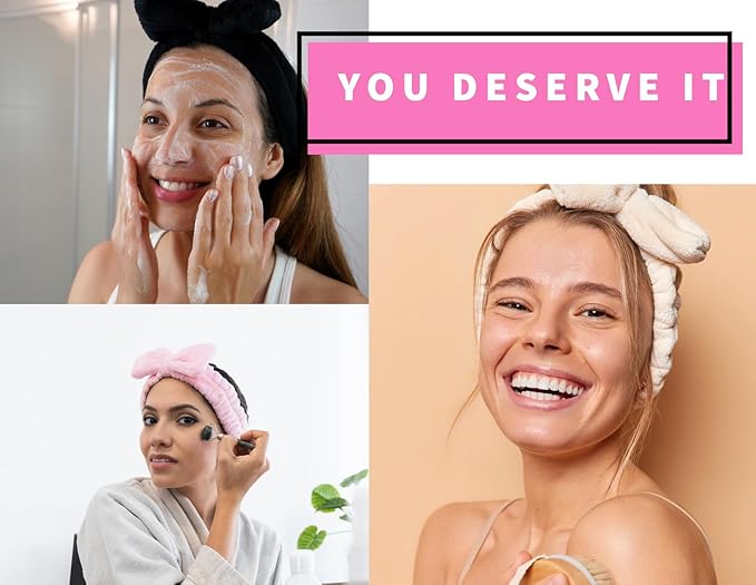5-Piece Spa Gift Set â Pink Facial Headband, Hair Clip & Wristbands, One-Size Skincare Accessories for Makeup, Face Washing & Self-Care
