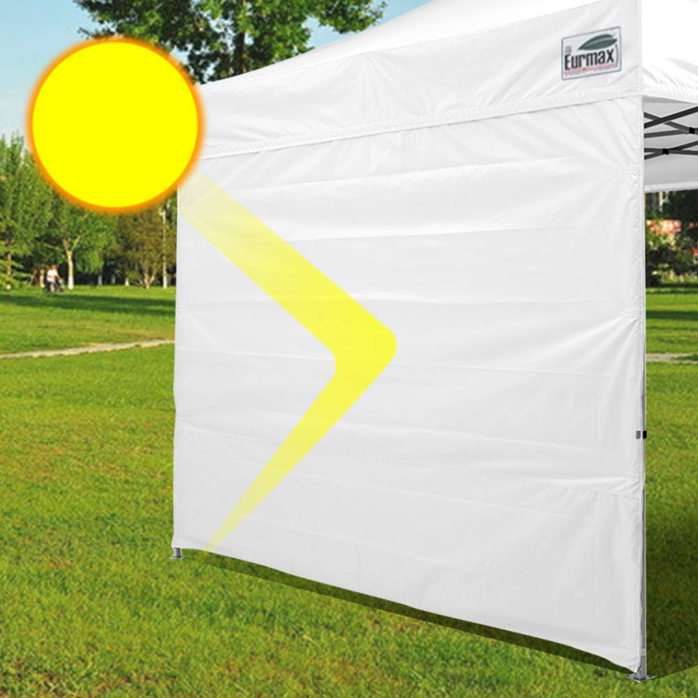 Eurmax USA 10x10 Pop Up Canopy SunWall-UV Protection for Tents,Blocks Sunlight&Wind,Water Resistant Side Wall Only,Easy Hook & Loop Installation,Fit for 10FT Straight Leg Shelters&Gazebo,White