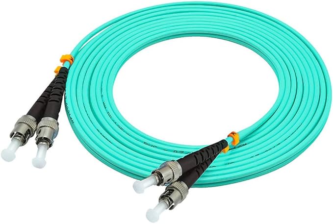Jeirdus 30Meters 100ft ST to ST Duplex 50/125 10G OM3 Multi-Mode Fiber Optic Cable Jumper Optical Patch Cord ST-ST